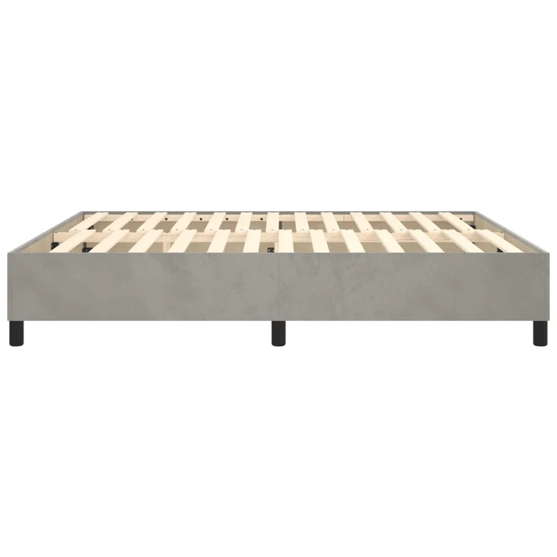 Sommier à lattes sur pieds cadre de lit 200x200 cm tissu velours gris clair TDL0207171