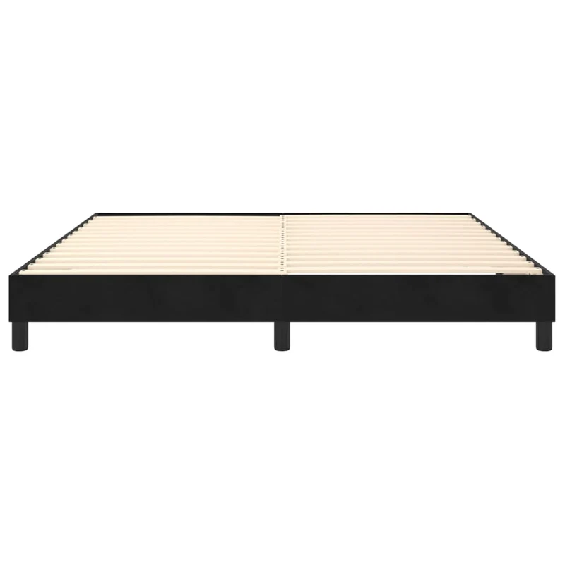 Sommier à lattes sur pieds cadre de lit 160x200 cm tissu velours noir TDL0207004
