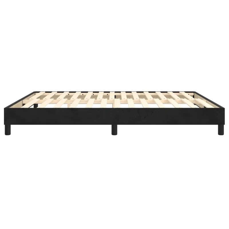 Sommier à lattes sur pieds cadre de lit 160x200 cm tissu velours noir TDL0207004