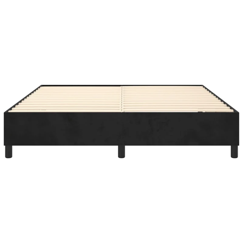 Sommier à lattes sur pieds cadre de lit 180x200 cm tissu velours noir TDL0206997