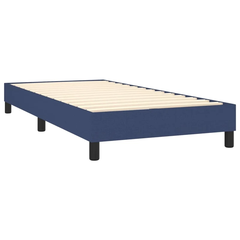 Sommier à lattes sur pieds cadre de lit 90x200 cm tissu bleu TDL0207318