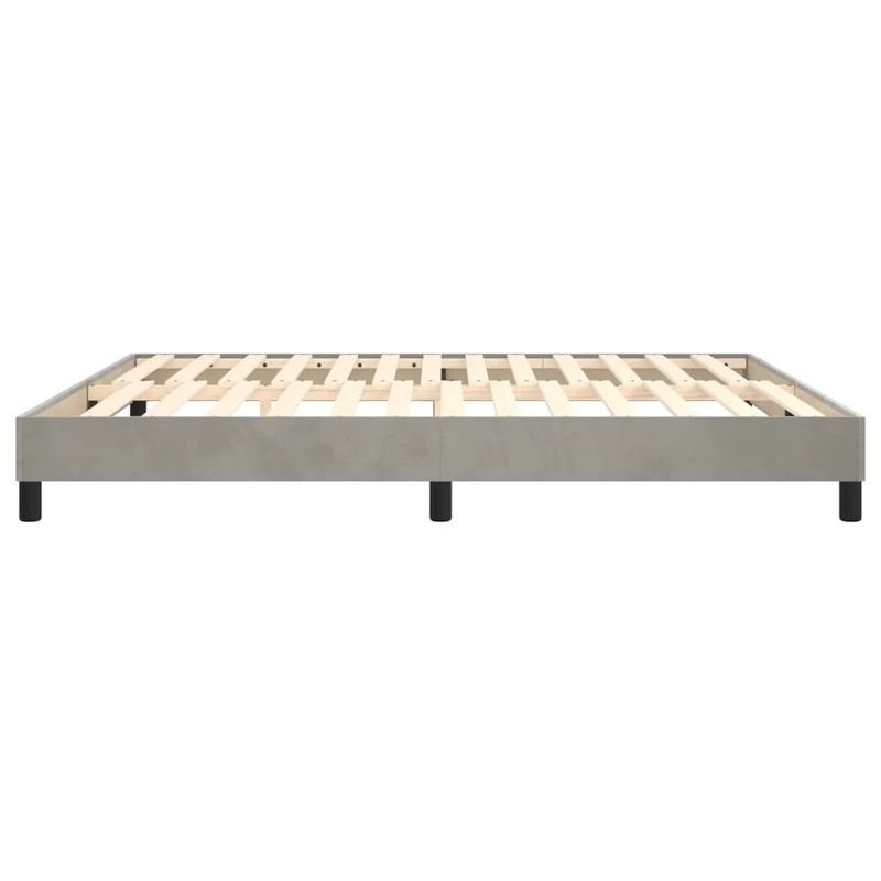 Sommier à lattes sur pieds cadre de lit 180x200 cm tissu velours gris clair TDL0207178