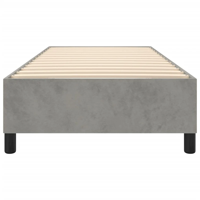 Sommier à lattes sur pieds cadre de lit 90x190 cm tissu velours gris clair TDL0207160