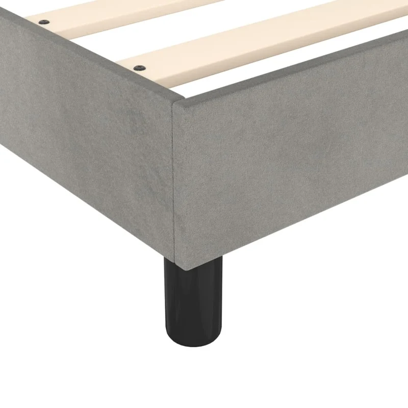 Sommier à lattes sur pieds cadre de lit 90x190 cm tissu velours gris clair TDL0207160