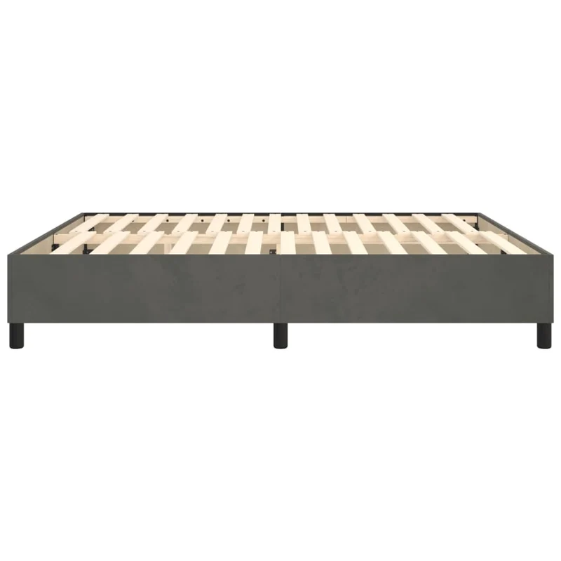 Sommier à lattes sur pieds cadre de lit 180x200 cm tissu velours gris foncé TDL0207117