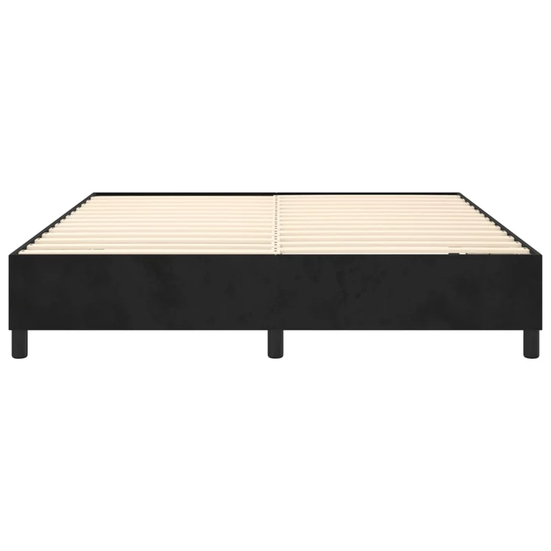 Sommier à lattes sur pieds cadre de lit 160x200 cm tissu velours noir TDL0207005