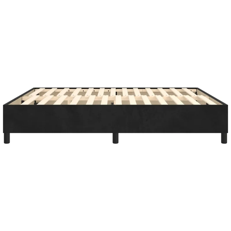 Sommier à lattes sur pieds cadre de lit 160x200 cm tissu velours noir TDL0207005