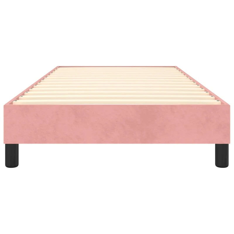 Sommier à lattes sur pieds cadre de lit 90x200 cm tissu velours rose TDL0206946