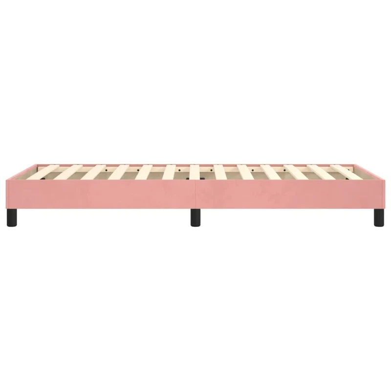 Sommier à lattes sur pieds cadre de lit 90x200 cm tissu velours rose TDL0206946