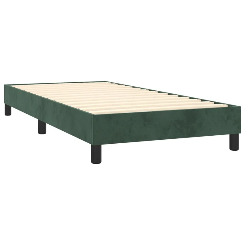 Sommier à lattes sur pieds cadre de lit 90x200 cm tissu velours vert foncé TDL0206872