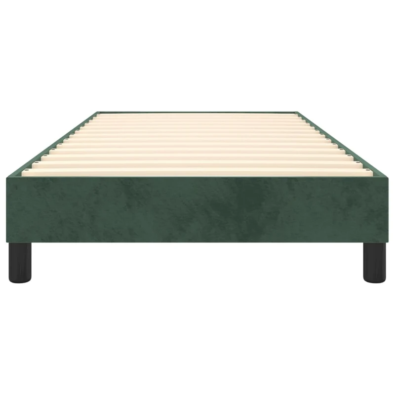 Sommier à lattes sur pieds cadre de lit 90x200 cm tissu velours vert foncé TDL0206872