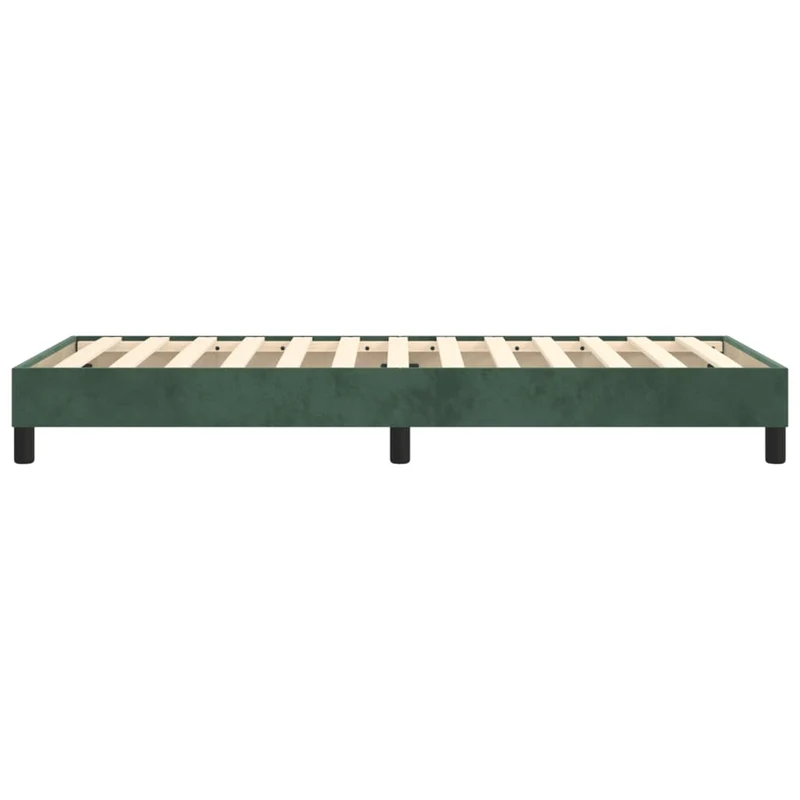 Sommier à lattes sur pieds cadre de lit 90x200 cm tissu velours vert foncé TDL0206872