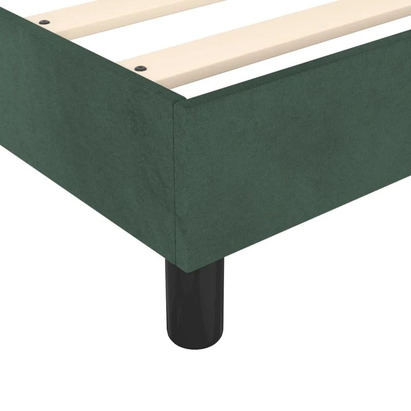 Sommier à lattes sur pieds cadre de lit 90x200 cm tissu velours vert foncé TDL0206872