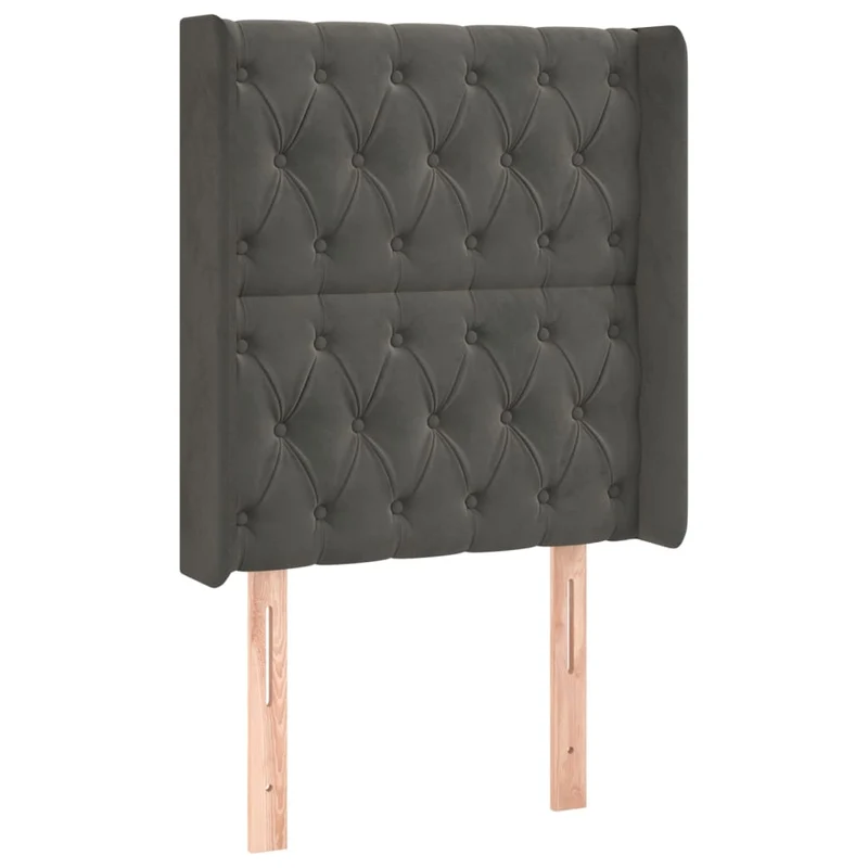 Cadre de lit LED avec sommier tête de lit matelas 80x200cm tissu velours gris foncé TDL0208277