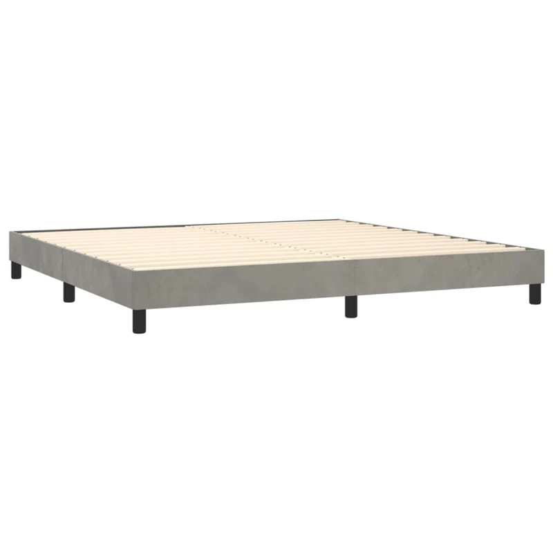 Cadre de lit LED avec sommier tête de lit matelas surmatelas 200x200 cm tissu velours gris clair TDL0207765
