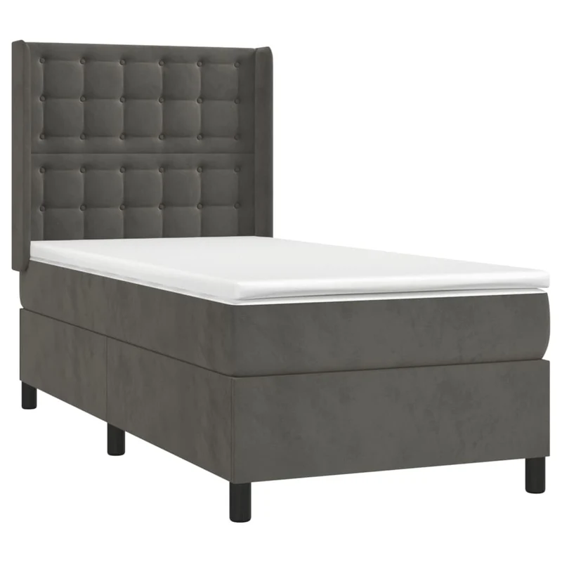 Cadre de lit LED avec sommier tête de lit matelas surmatelas 100x200 cm tissu velours gris foncé TDL0207749