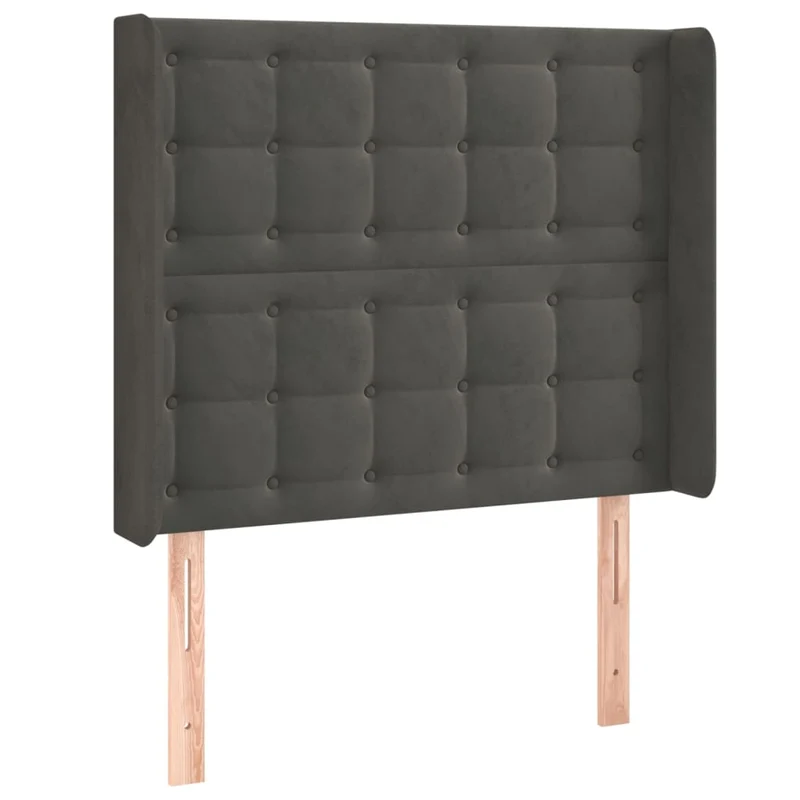 Cadre de lit LED avec sommier tête de lit matelas surmatelas 100x200 cm tissu velours gris foncé TDL0207749