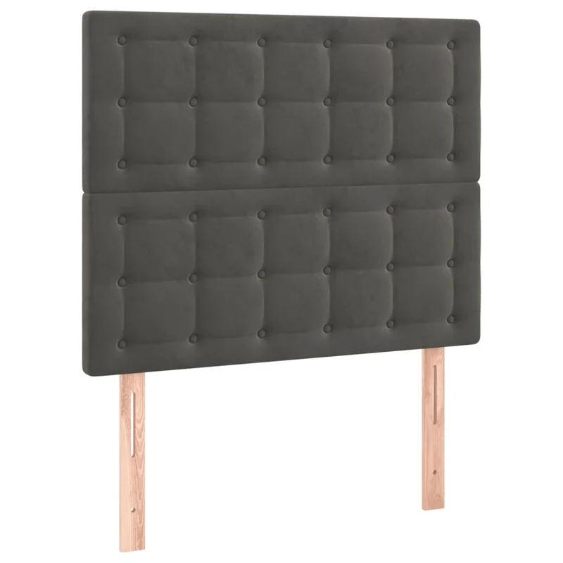 Cadre de lit LED avec sommier tête de lit matelas surmatelas 100x200 cm tissu velours gris foncé TDL0207744