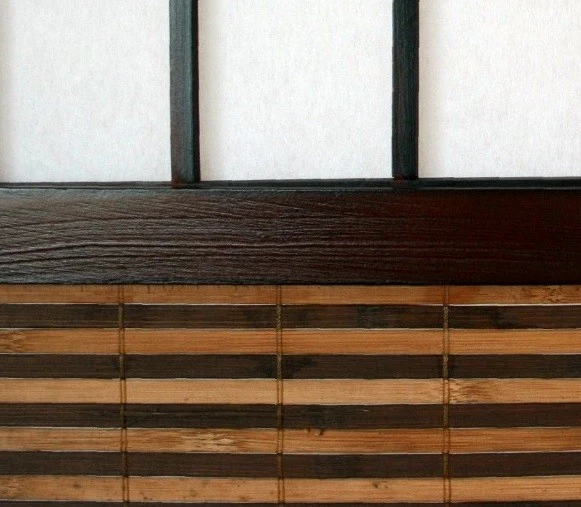 Paravent 3 panneaux marron en bois et bambou 132 x175 cm PAR06009