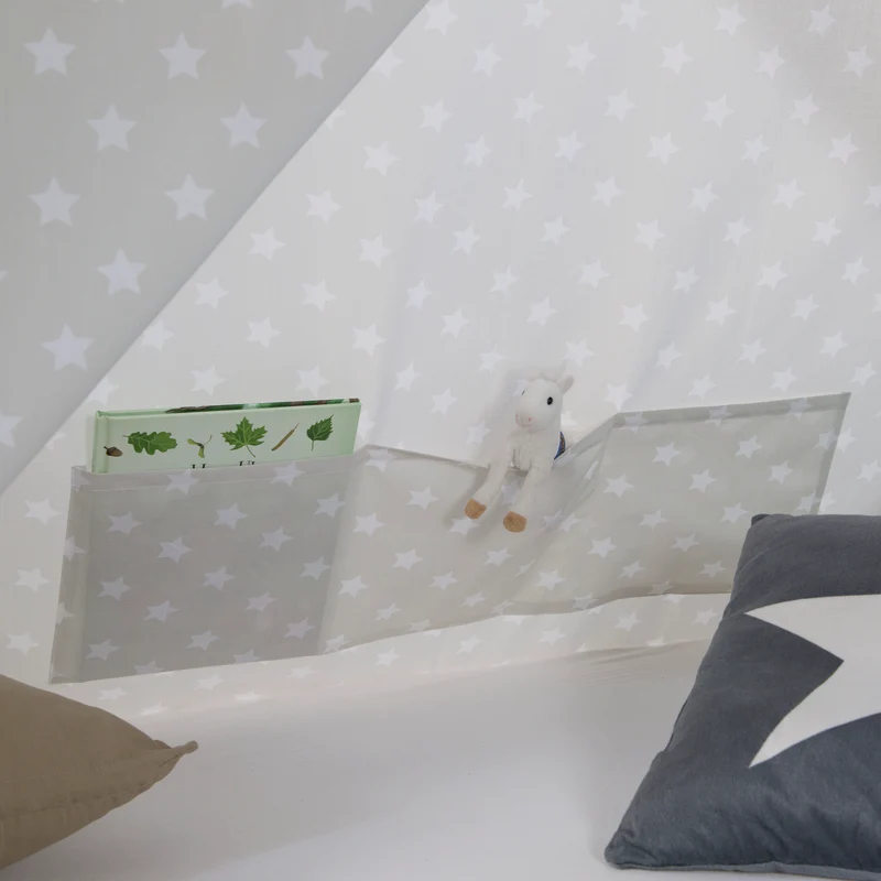 Lit pour enfant tipi tente indienne 90 x 200 cm en bois gris avec tissu et sommier LIT06202