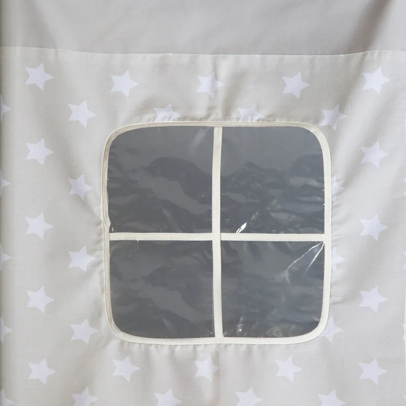 Toile rideau pour lit mezzanine ou surélevé en coton gris avec étoiles APE06056