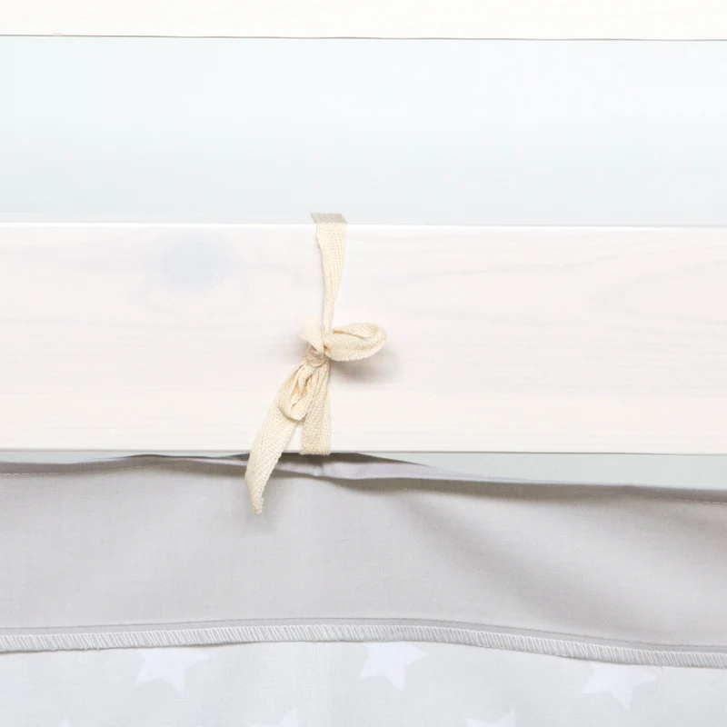 Toile rideau pour lit mezzanine ou surélevé en coton gris avec étoiles APE06056