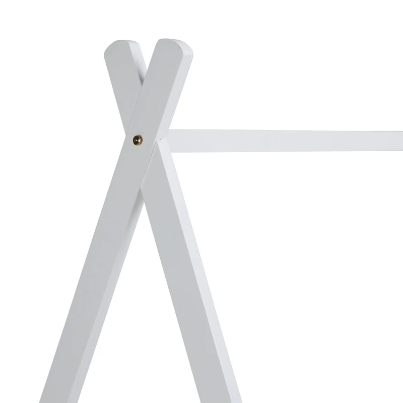 Lit tipi pour enfant avec sommier à lattes tissu et tiroirs de rangement en bois de pin blanc 90x200cm LIT06203