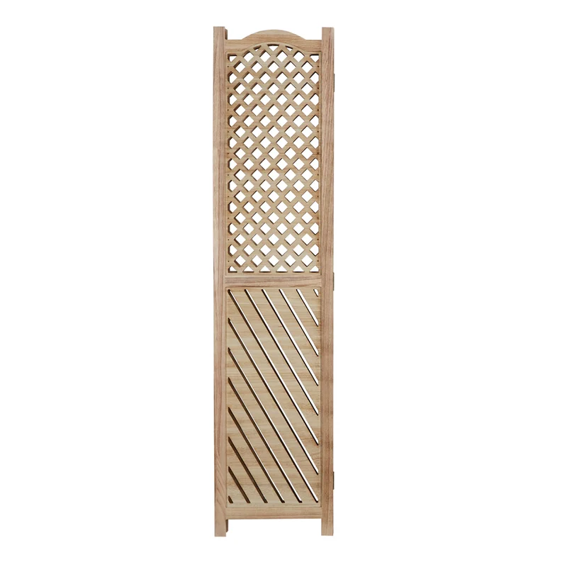 Paravent en 3 panneaux séparateur de pièce en bois naturel motif fraisé 170x120 cm PAR06093