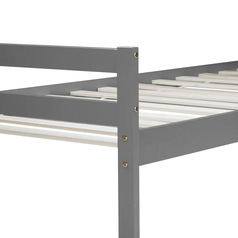 Lit simple 1 personne 90 x 200cm en bois gris avec sommier à lattes LIT06217