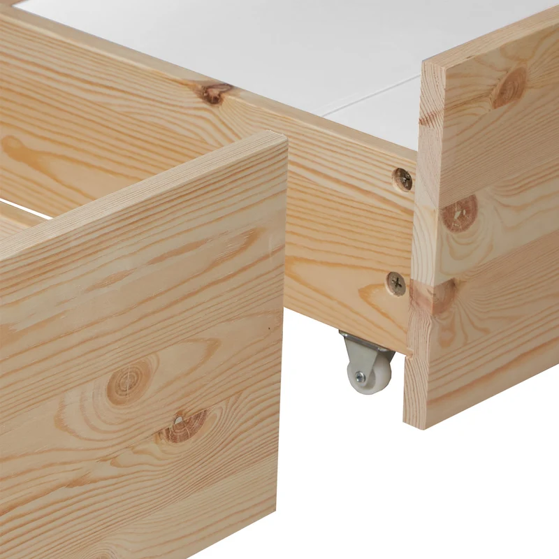 Lit palette en bois massif 140x200 cm avec tiroirs de rangement et sommier à lattes LIT06220