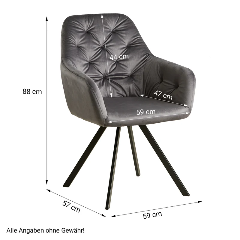 Chaise de salle à manger salon avec revêtement en velours confortable en gris CDS06006