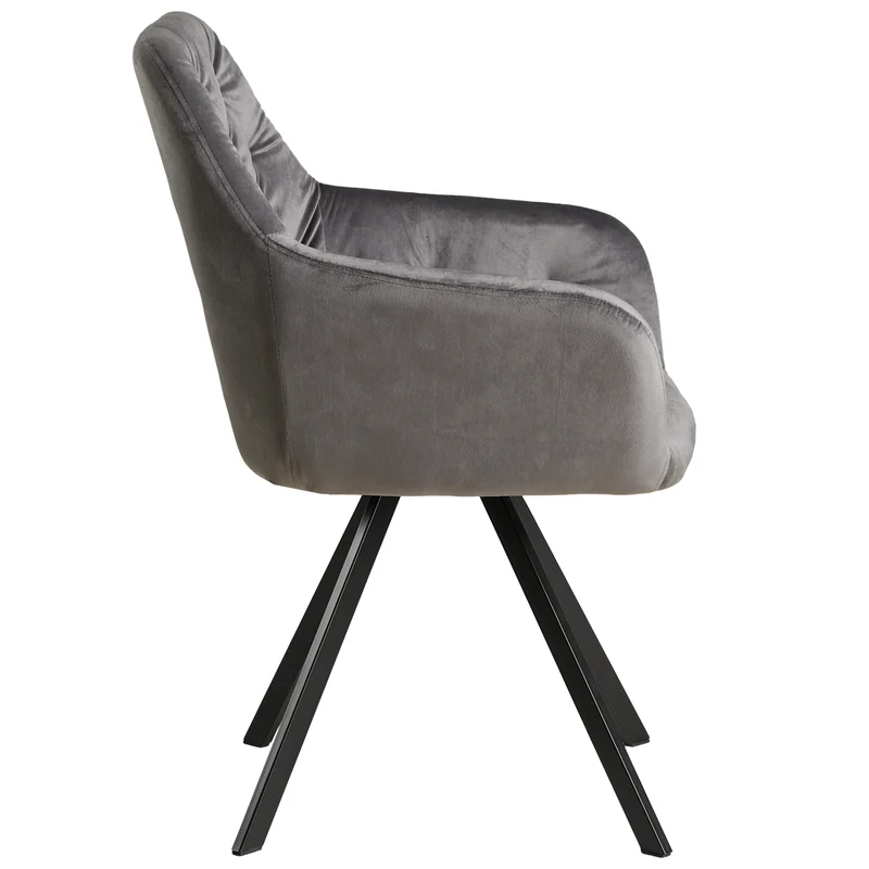 Chaise de salle à manger salon avec revêtement en velours confortable en gris CDS06006