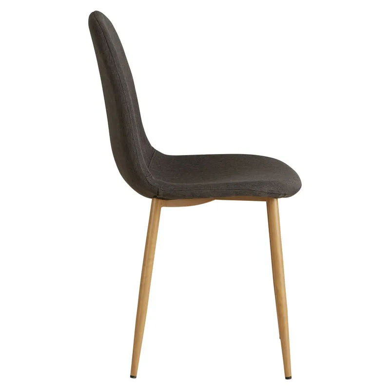 Lot de 2 chaises de salle à manger cuisine confortable et moderne en tissu anthracite pieds métal aspect bois CDS06103