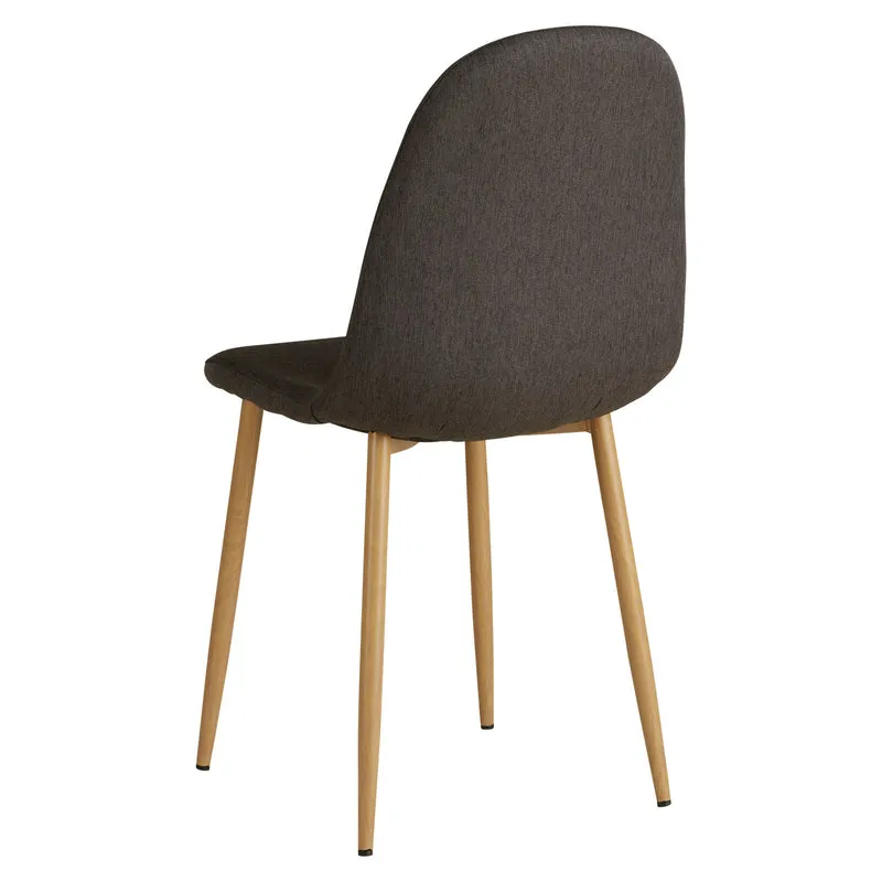 Lot de 2 chaises de salle à manger cuisine confortable et moderne en tissu anthracite pieds métal aspect bois CDS06103