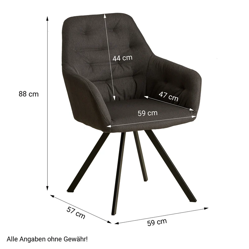 Lot de 4 chaises de salle à manger salon avec revêtement confortable couleur anthracite CDS06206