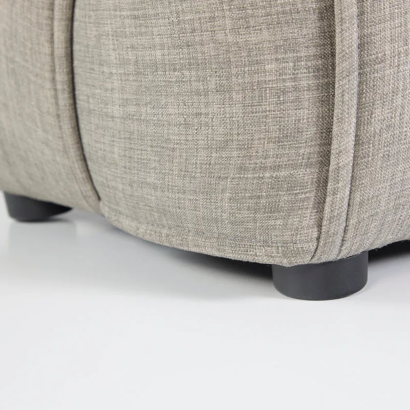 Banc tabouret repose-pieds 2 places cube siège en tissu tressé gris rembourré BAN06005