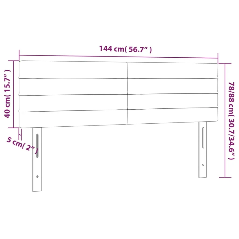 Tête de lit accessoire couchage chambre à coucher meuble à LED 144 x 5 x 78/88 cm tissu gris clair TDL0201400