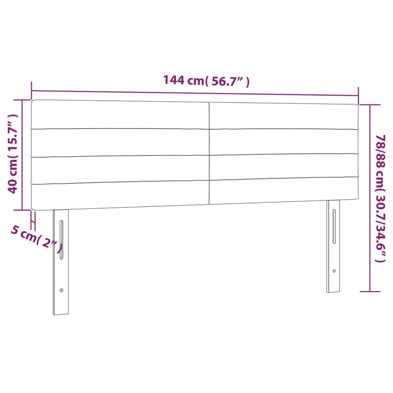 Tête de lit accessoire couchage chambre à coucher meuble 2 parties 72 x 5 x 78/88 cm tissu gris clair TDL0206432