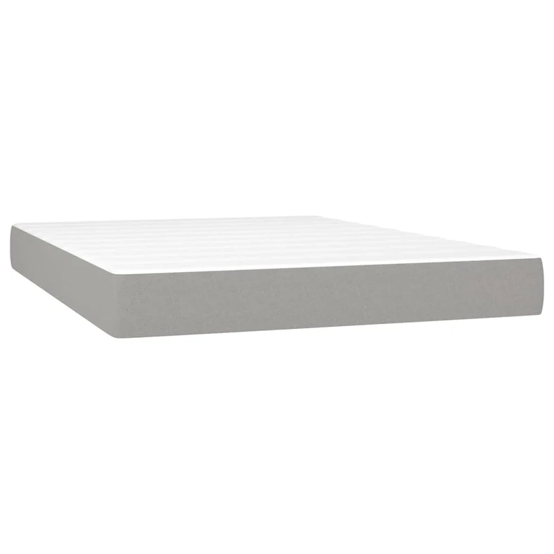 Cadre de lit LED avec sommier tête de lit matelas 140x190 cm tissu gris clair TDL0208561