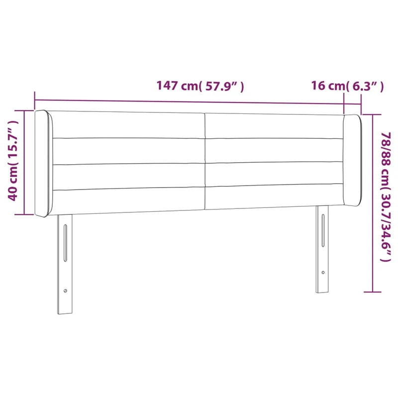 Tête de lit accessoire couchage chambre à coucher meuble à LED 147 x 16 x 78/88 cm tissu gris clair TDL0201376