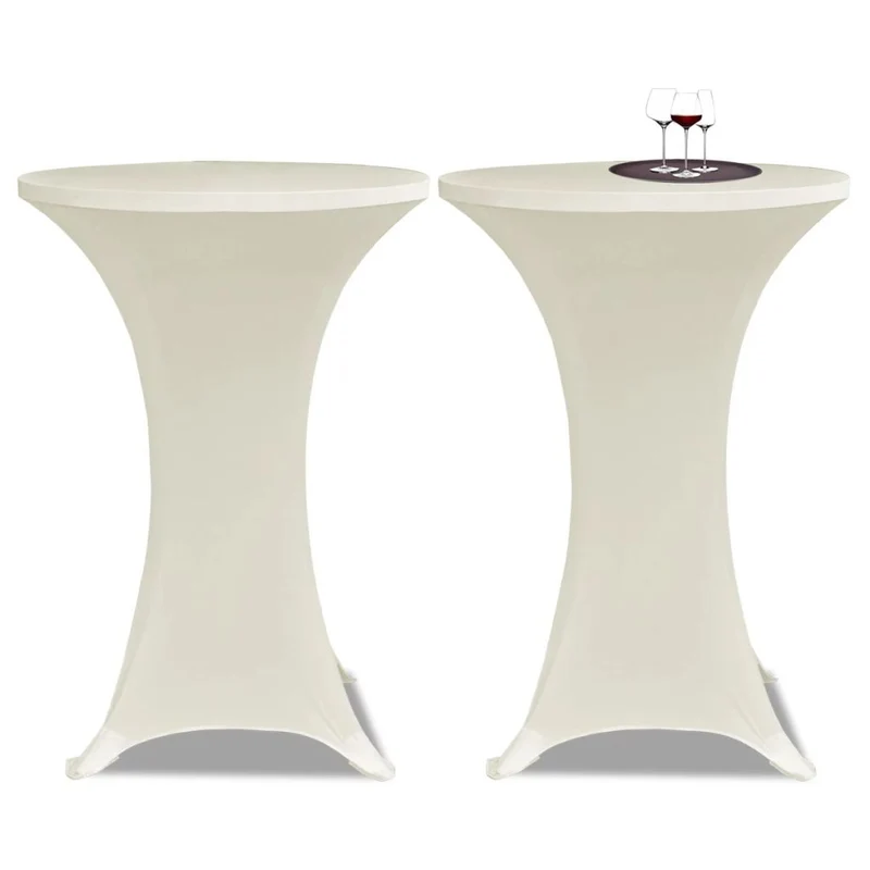 Housse de table Ø80cm Crème extensible 2 pcs DEC022500