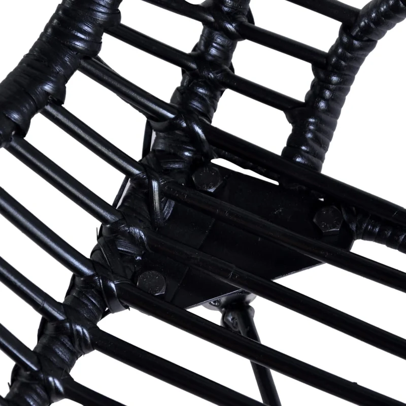 Lot de 4 chaises de salle à manger cuisine noir Rotin naturel CDS021792