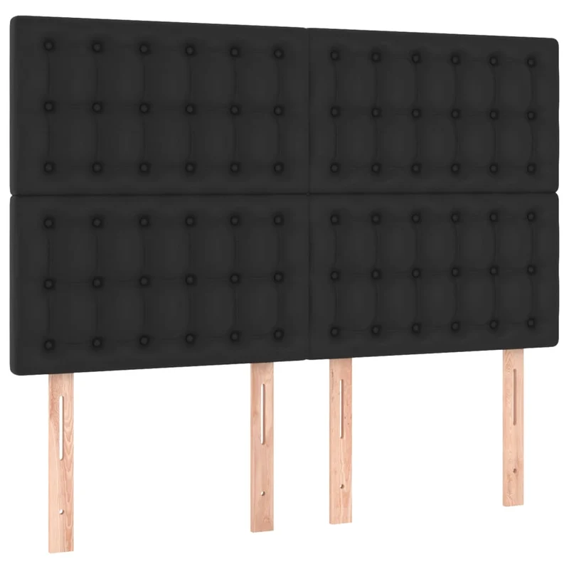 Tête de lit accessoire couchage chambre à coucher meuble capitonné 4 parties 72 x 5 x 78/88 cm synthétique noir TDL0205973