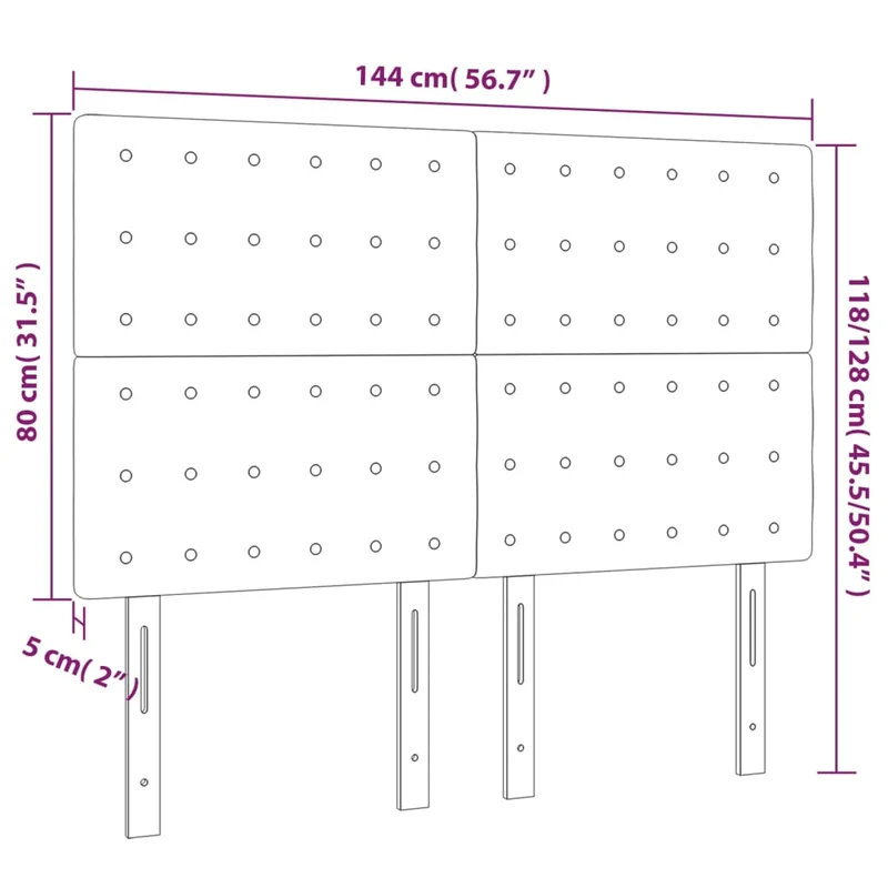 Tête de lit accessoire couchage chambre à coucher meuble capitonné 4 parties 72 x 5 x 78/88 cm synthétique noir TDL0205973
