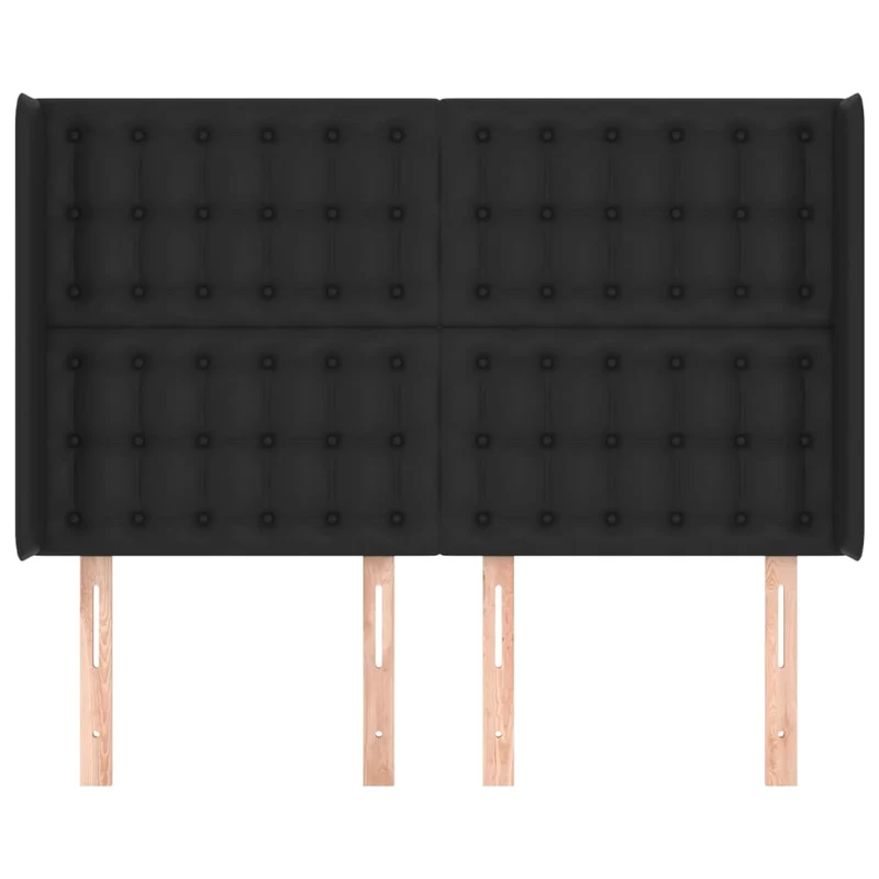 Tête de lit accessoire couchage chambre à coucher meuble capitonné avec rebord latéral 147 x 16 x 118/128 cm synthétique noir TDL0204580