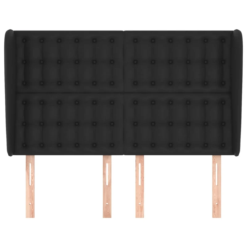 Tête de lit accessoire couchage chambre à coucher meuble capitonné avec rebord latéral 147 x 23 x 118/128 cm synthétique noir TDL0204563