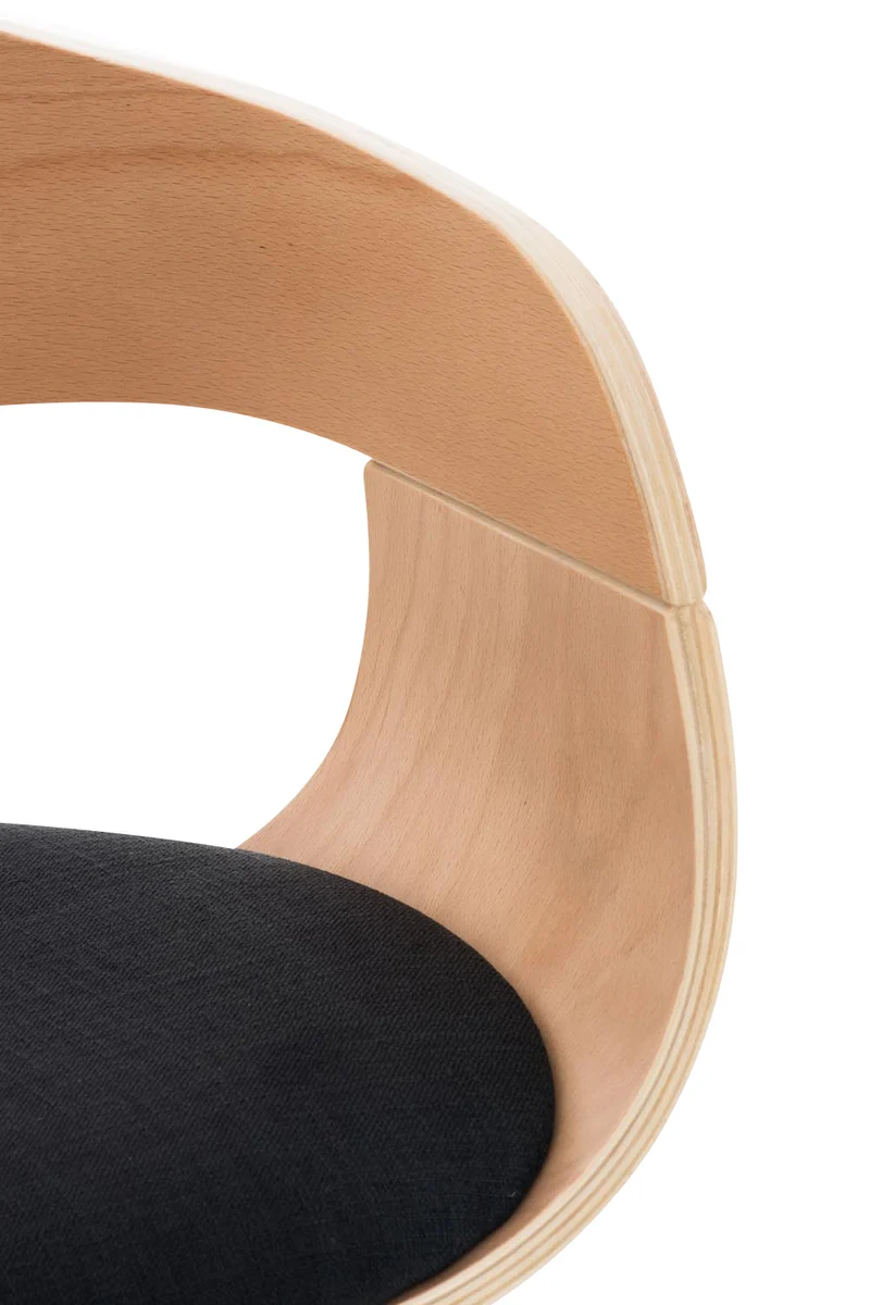 Tabouret de bar chaise haute avec repose-pied design moderne bois et tissu noir 10_0000677