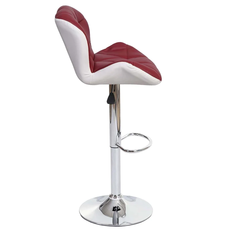 Tabouret de bar chaise de comptoir hauteur réglable en synthétique bordeaux cadre en acier chromé 04_0001233