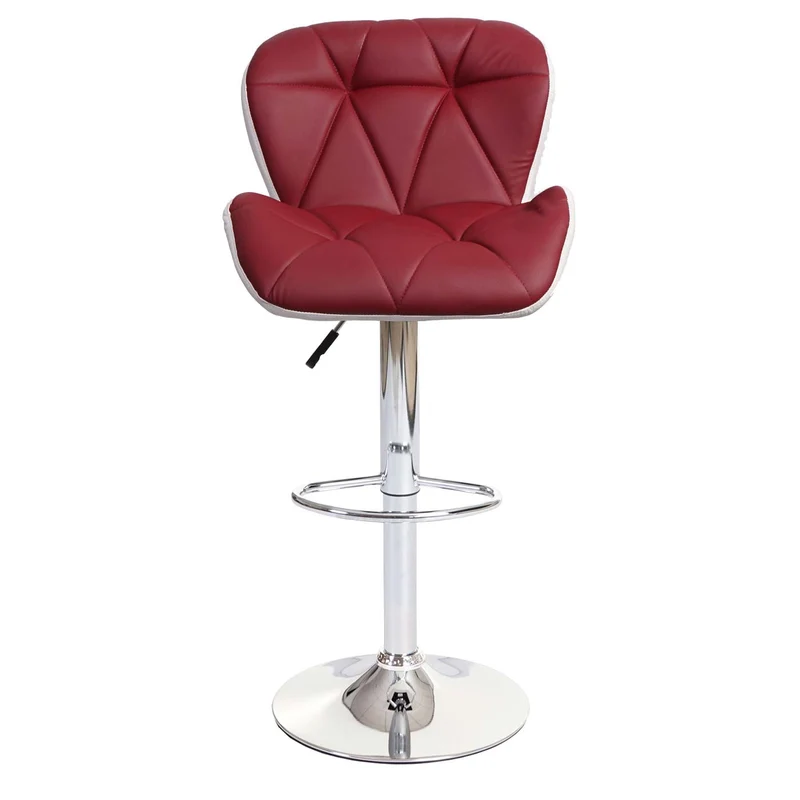 Tabouret de bar chaise de comptoir hauteur réglable en synthétique bordeaux cadre en acier chromé 04_0001233