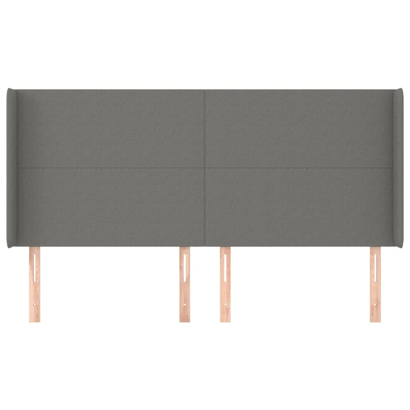 Tête de lit accessoire couchage chambre à coucher meuble avec rebord latéral 203 x 16 x 118/128 cm tissu gris foncé TDL0204949